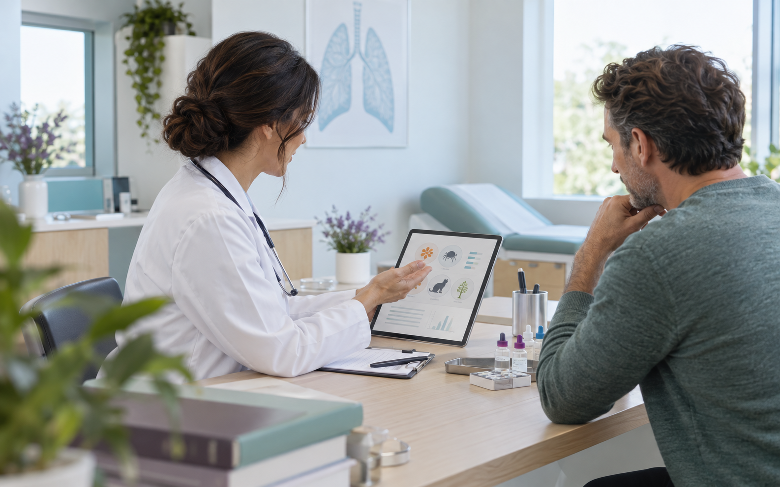 Consultation médicale pour un bilan des allergies respiratoires