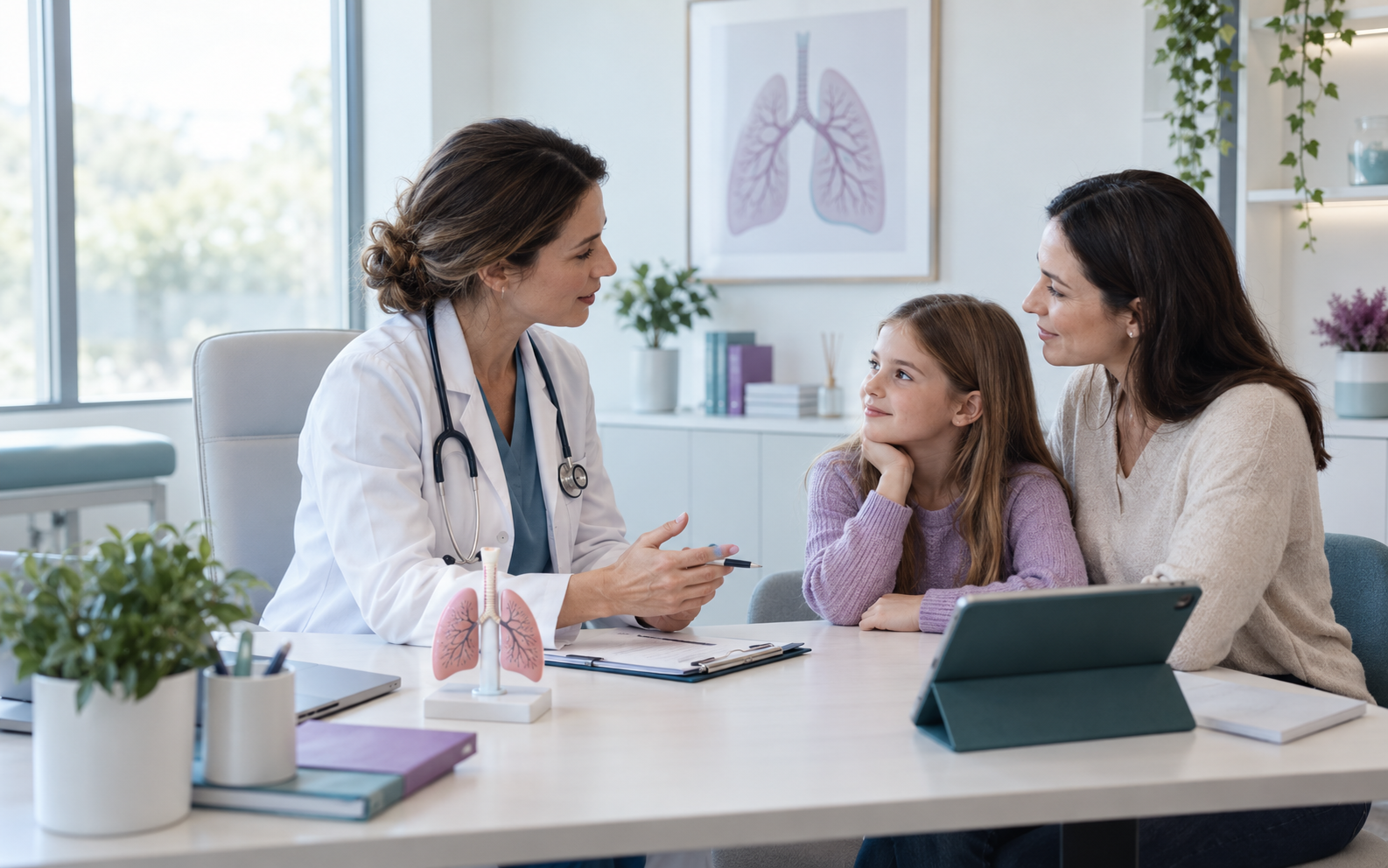 Consultation d’allergologie respiratoire pour une enfant accompagnée de sa mère